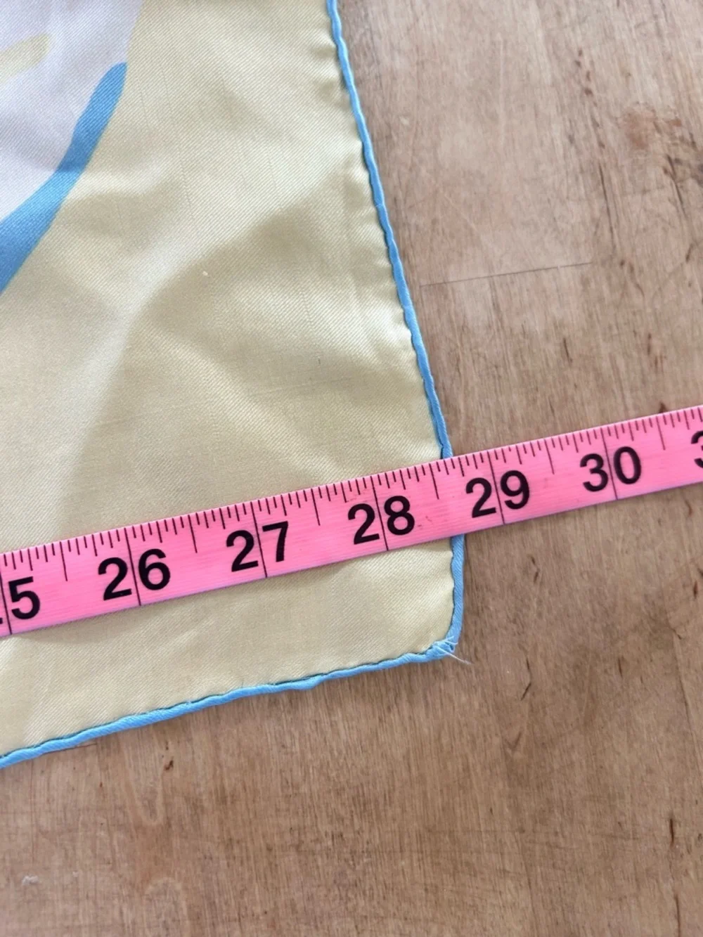 Vintage Pastel Blue and Yellow Silk Scarf *flawed*